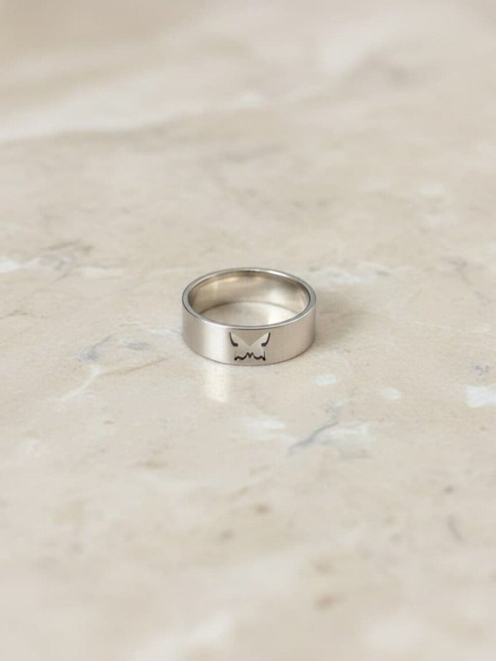 Silver-Tone Butterfly Cutout Band Ring